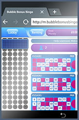 A game of 90 bingo at the mobile site of Bubble