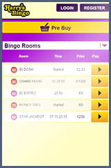 The user-friendly bingo lobby of Harrys mobile