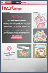 The promotions tab at Heart Bingo on the go