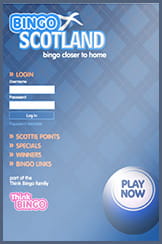 Home page of Bingo Scotland, viewed on a tablet