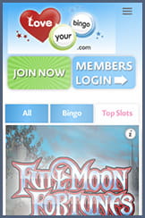 Slots offered for mobile at Love Your Bingo