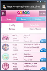 Mecca Bingo Schedule of the Games