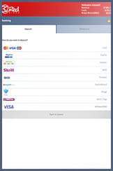 Banking options for tablet use, 32Red Bingo