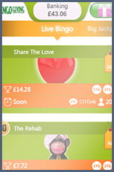 Live bingo lobby at Giving for mobiles