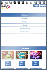 The landing page of PayDay bingo for mobile