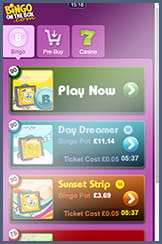 Bingo lobby on the mobile Bingo On the Box