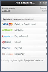 Payment options at Gossip Bingo Mobile