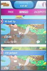 Treasure Bingo lobby on the go