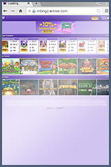 The landing page of the mobile Winner bingo